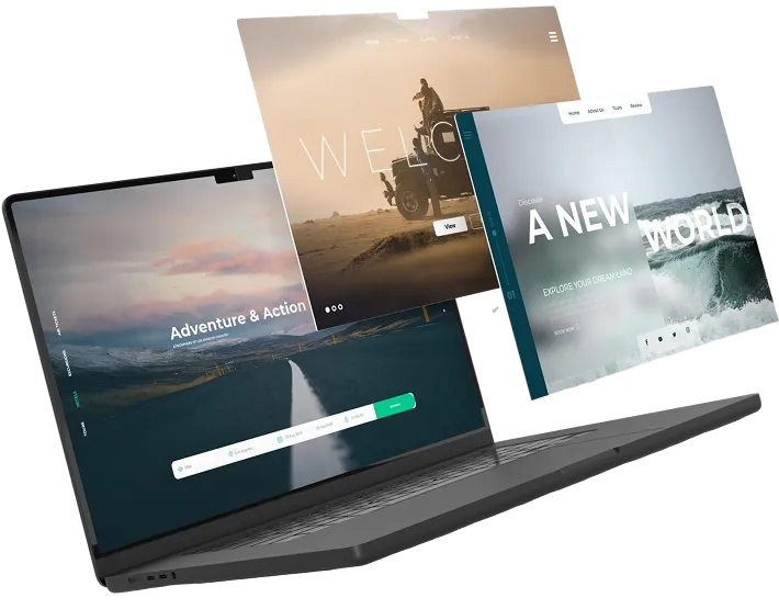 Custom web design and creative website solutions by Creavtive Modern laptop showcasing custom web design, creative websites, and digital marketing solutions